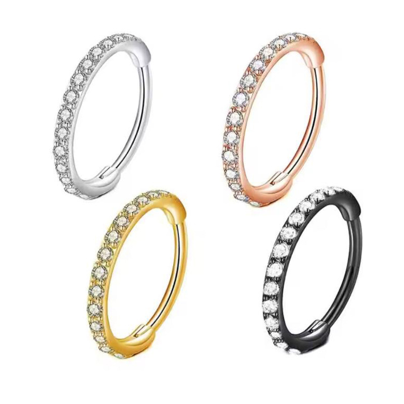 Body Jewelry And Earrings - Кольцо для носа 16G с прозрачными