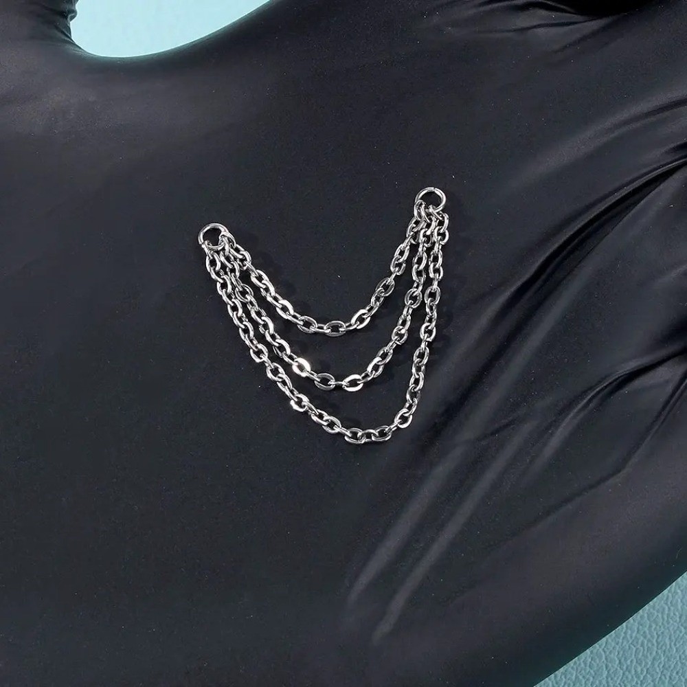 Body Jewelry Titanium - Модная титановая цепочка для носа, двойная