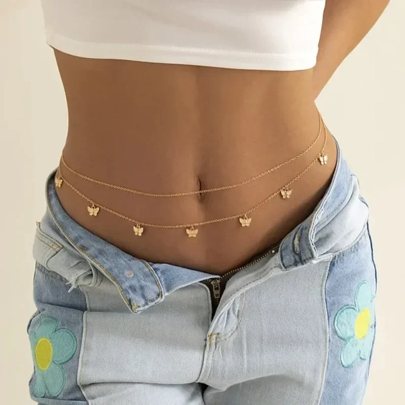 Body Jewelry Usa - Новый очаровательный сексуальный двухслойный цепочка-бабочка для
