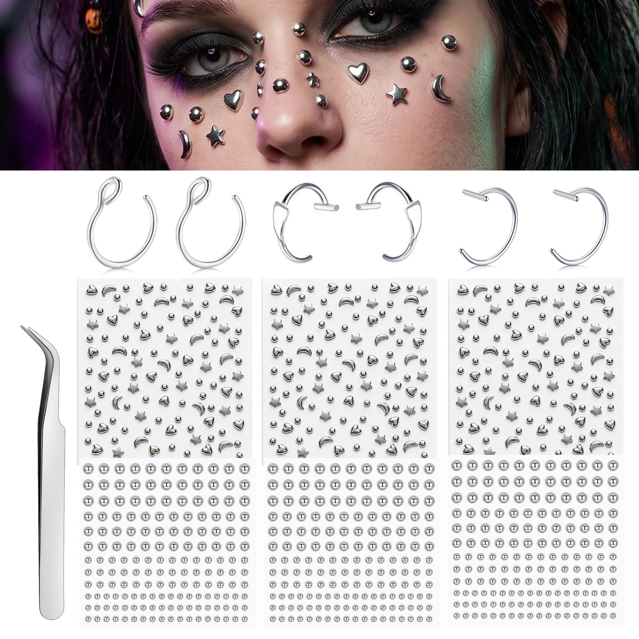 Body Jewelry Nose Studs - Накладные украшения для лица: шарики-имитации пирсинга,