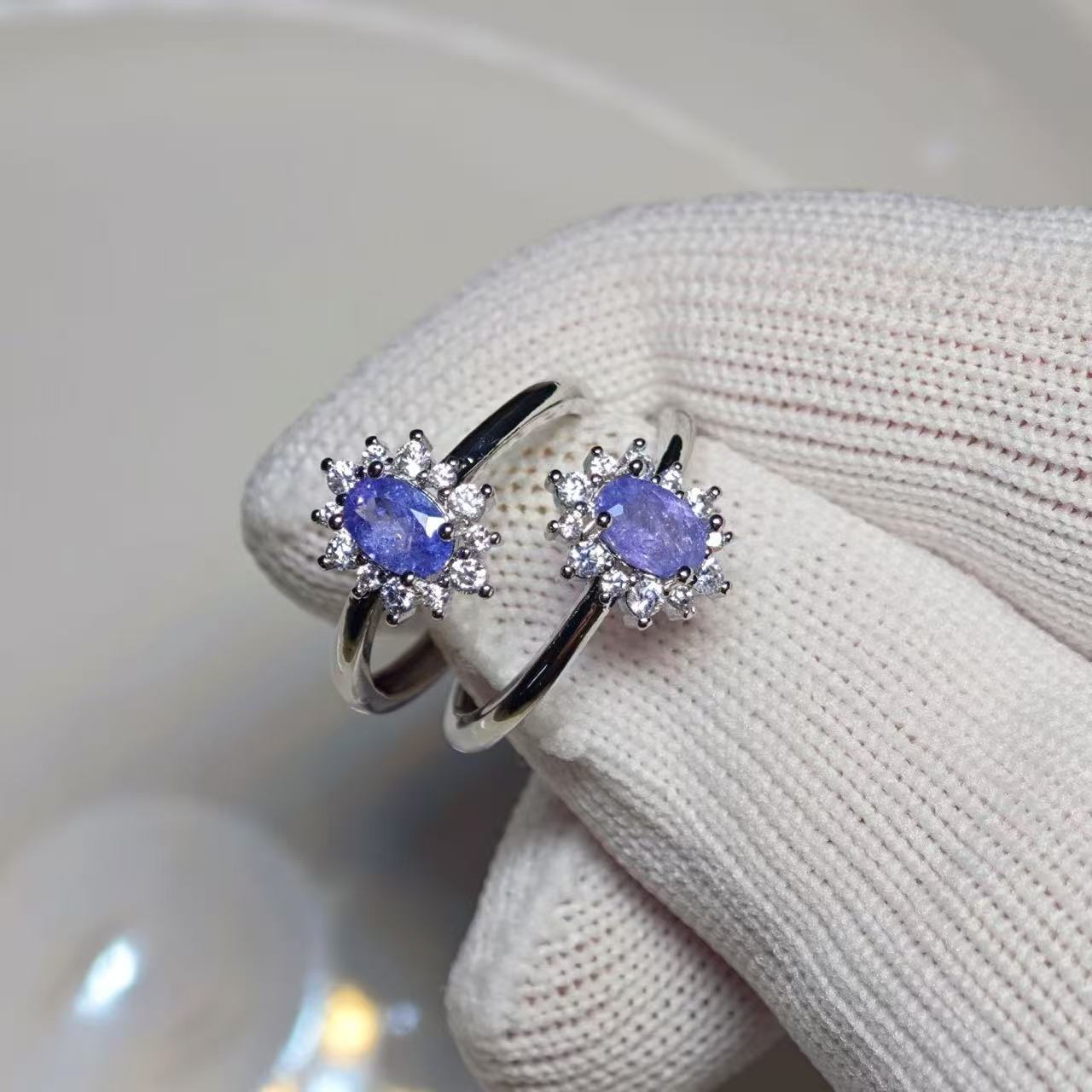 Body Jewelry High Quality - Кольцо с натуральным танзанитом, регулируемое, женское,