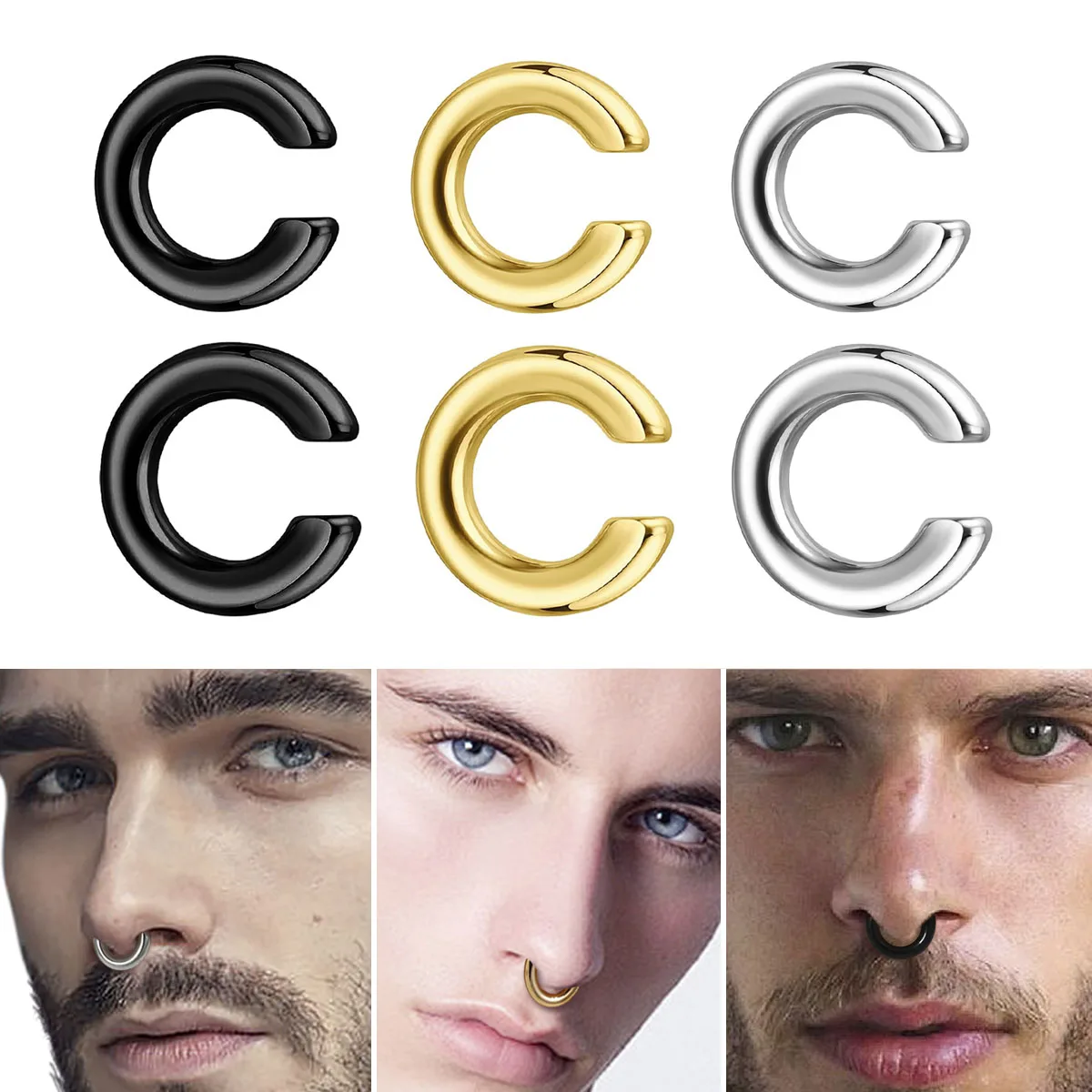 Body Jewelry And Earrings - 1 шт. Имитация пирсинга: C-образное кольцо