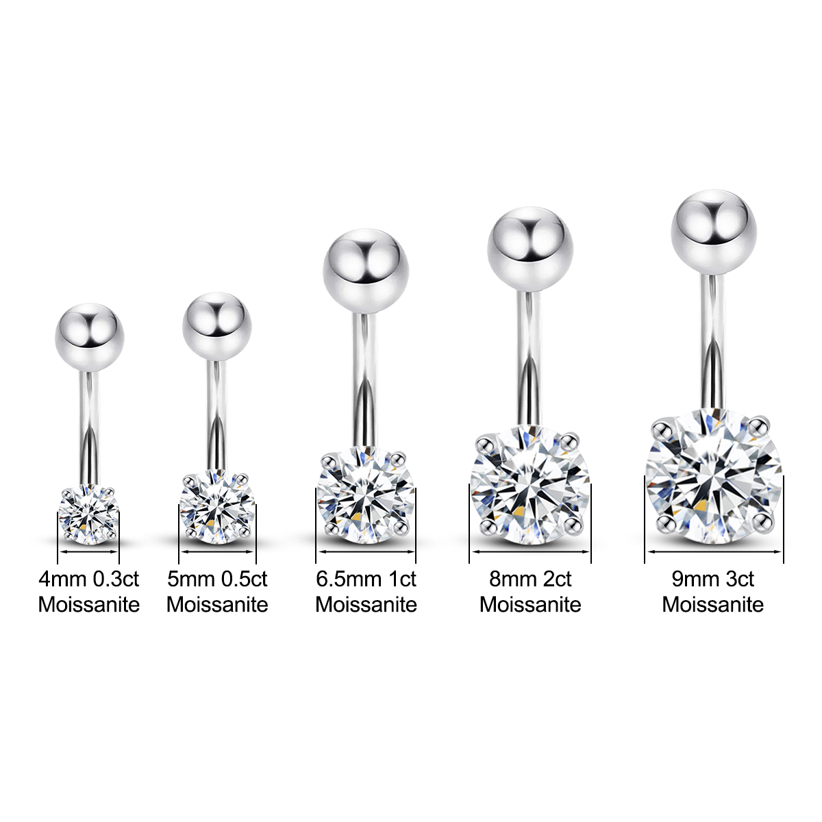 Body Jewelry On Sale - муассанит пирсинг для пупка серебро 925