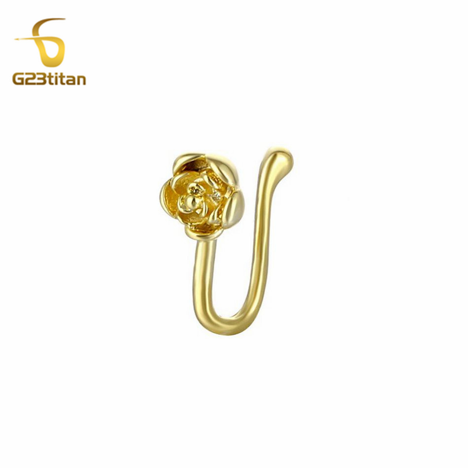 Body Jewelry Nose Studs - 1 шт. Золотистый U-образный клип-кольцо для