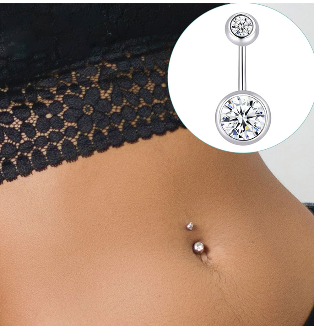 Belly Bar Titanium - Кольца для пупка с двойным драгоценным