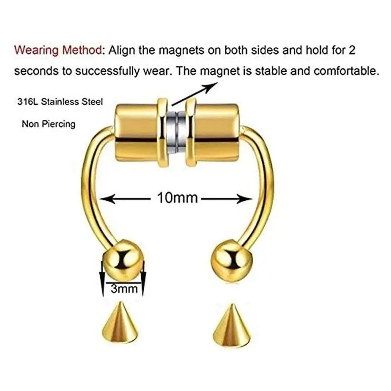 1/2/3 шт. фальшивые магнитные  – обзор и цена Body Jewelry Nose Studs