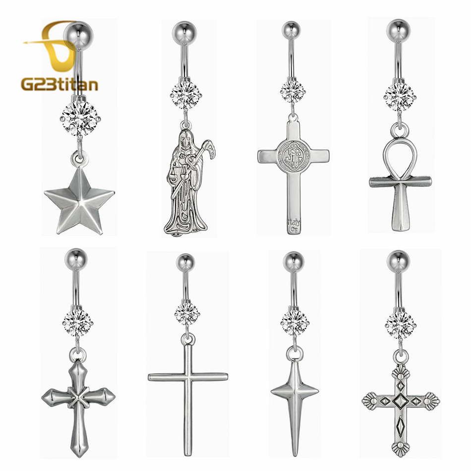 Античные серебряные подвески в – обзор и цена Belly Bar Titanium