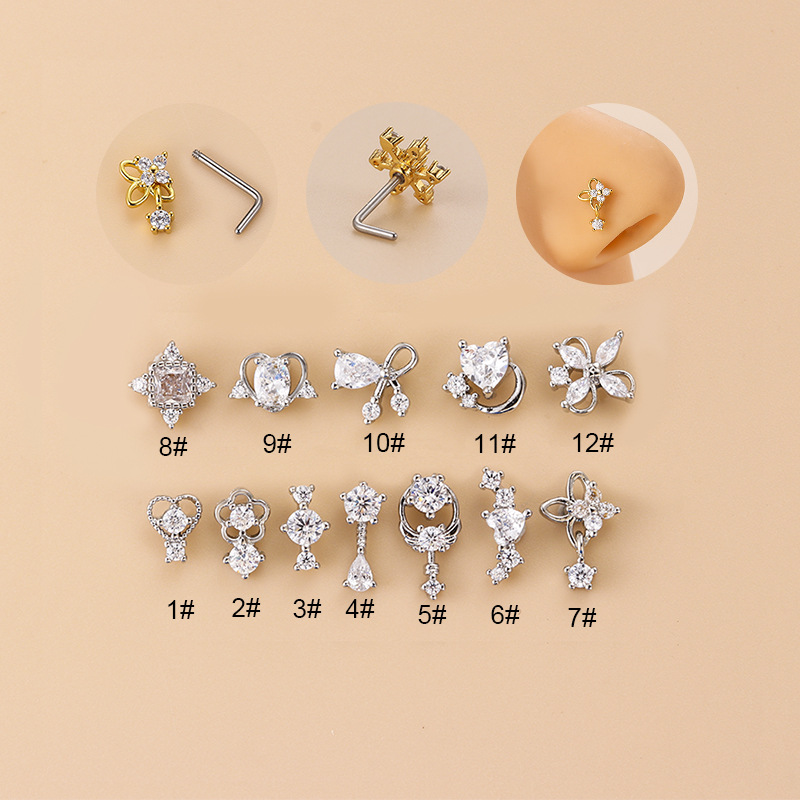 Серьга-гвоздик для носа L-обра – обзор и цена Body Jewelry Nose Studs