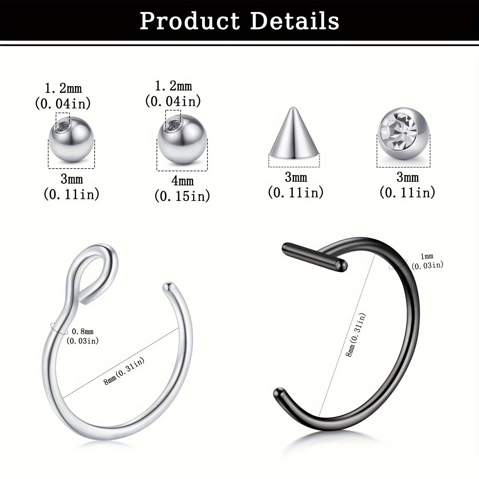Фальшивые пирсинги, фальшивые  – обзор и цена Body Jewelry Nose Studs