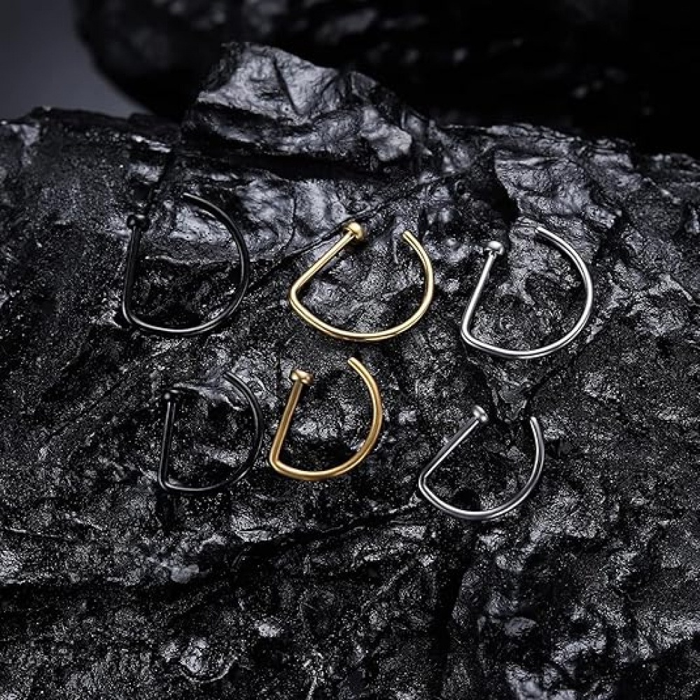 Набор из 4-х D-образных колец  – обзор и цена Body Jewelry Nose Studs