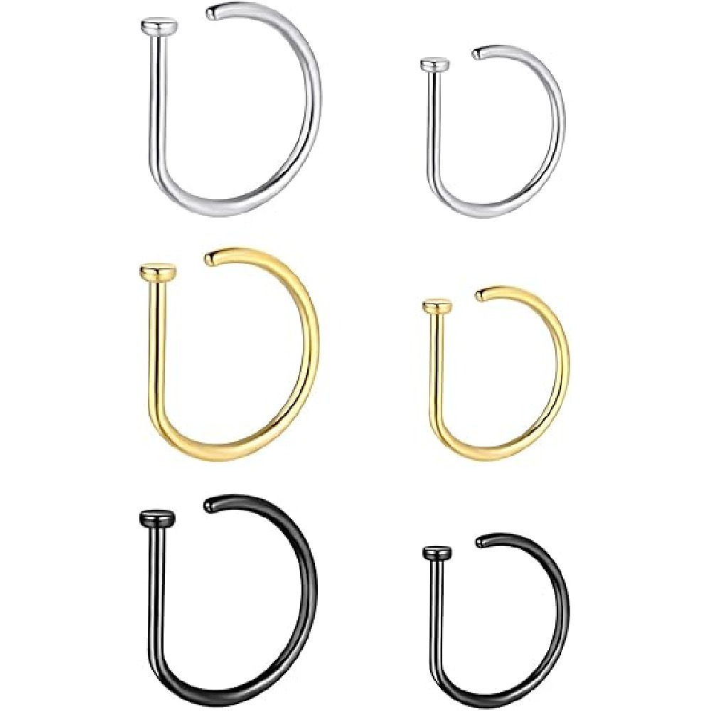 Набор из 4-х D-образных колец  – обзор и цена Body Jewelry Nose Studs