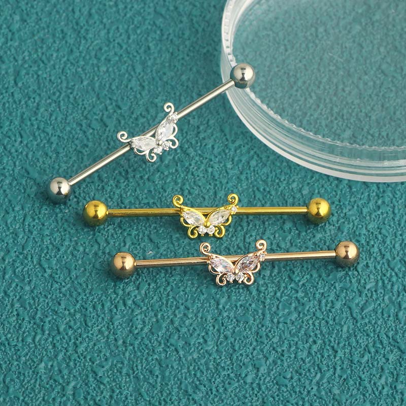 Серьги-бабочки CZ для женщин,  – обзор и цена Body Jewelry Barbell