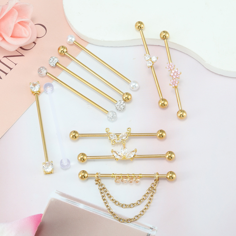 Позолоченные промышленные пирс – обзор и цена Body Jewelry Barbell